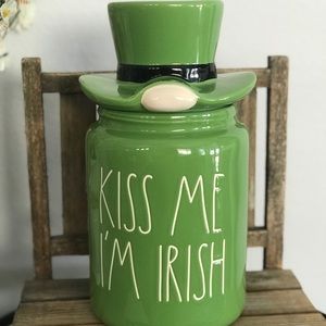 Rae Dunn KISS ME I'M IRISH Large Gnome Canister 12x6